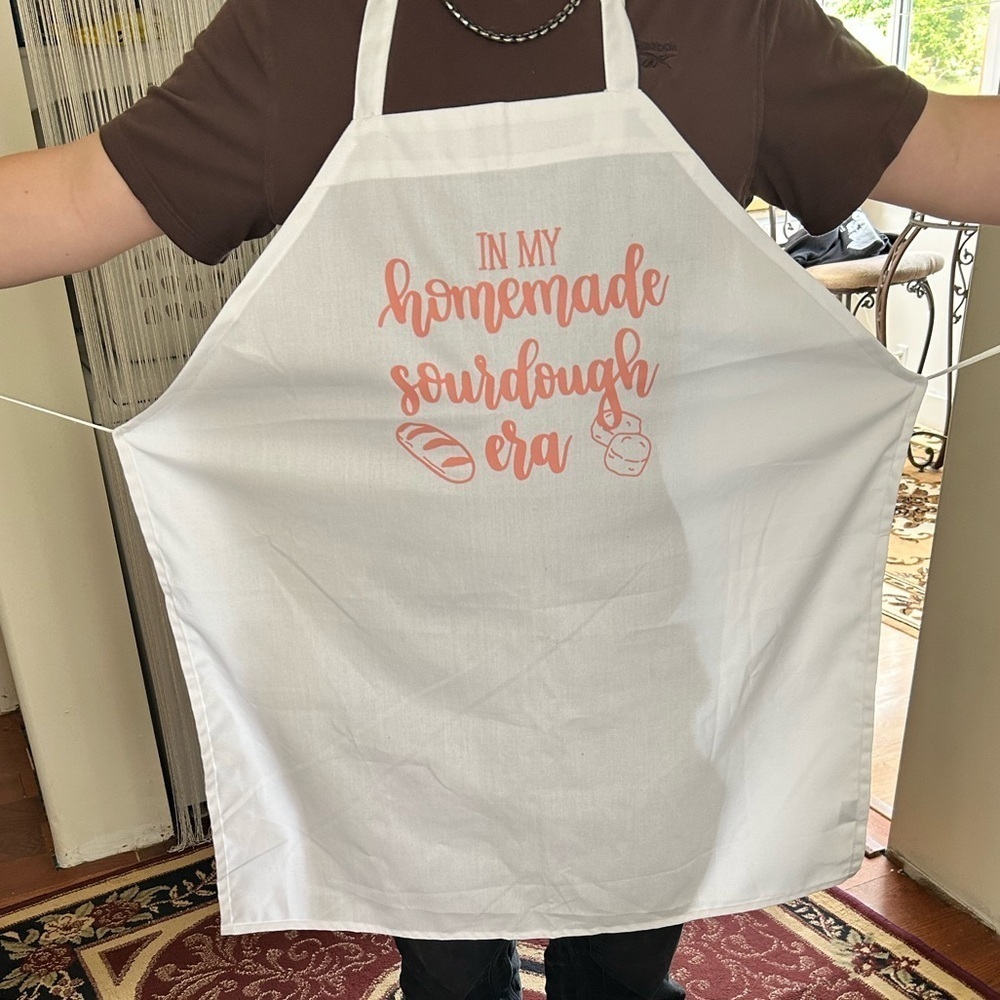 White Apron with pink- Print - Homemade Sourdough Era- sourdough rocks